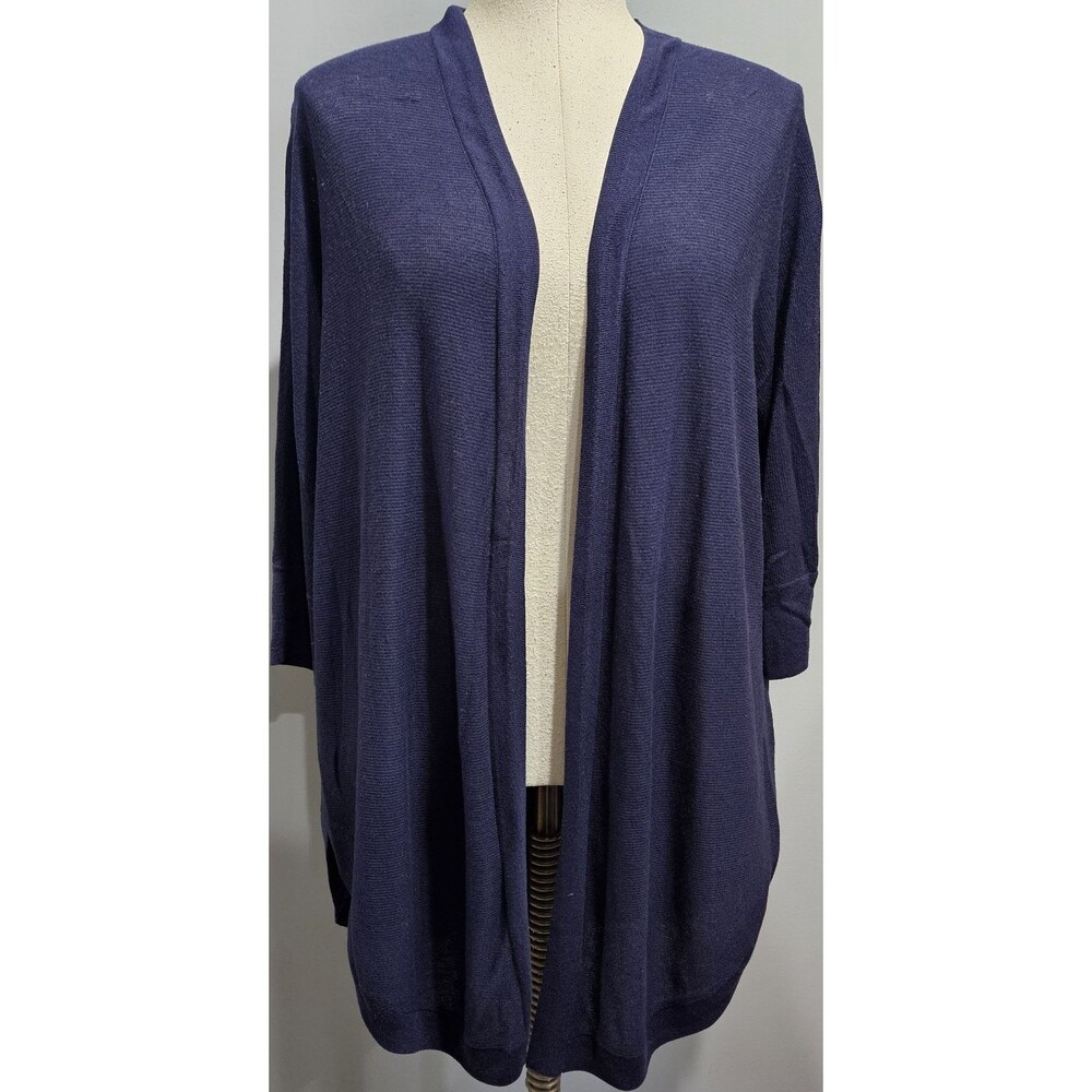 Pure Energy Open Front Navy Blue Cardigan Sweater Plus Size X-1X Dolman Sleeve